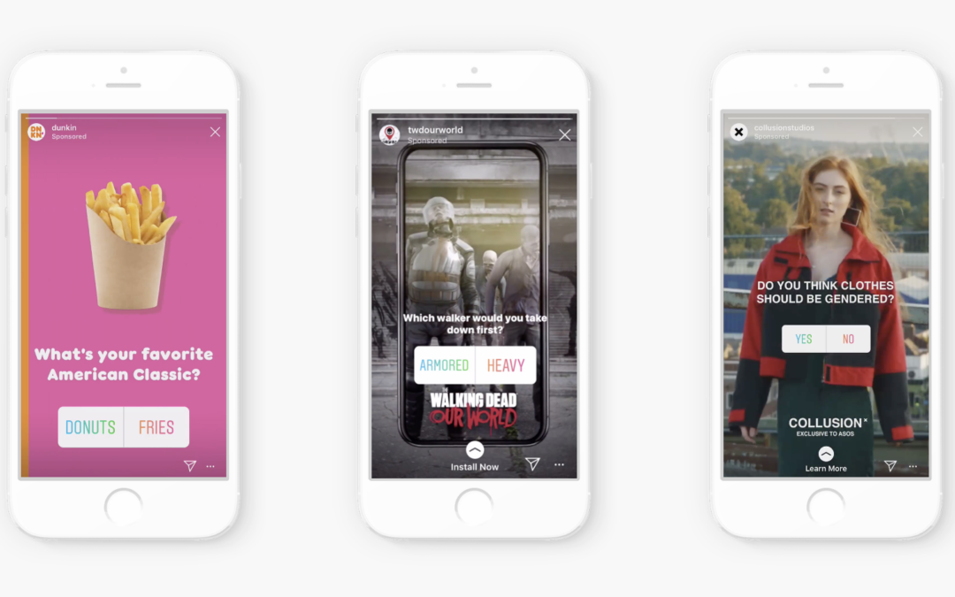 Les marques peuvent ajouter un sticker sondage dans leurs publicités pour les Stories Instagram